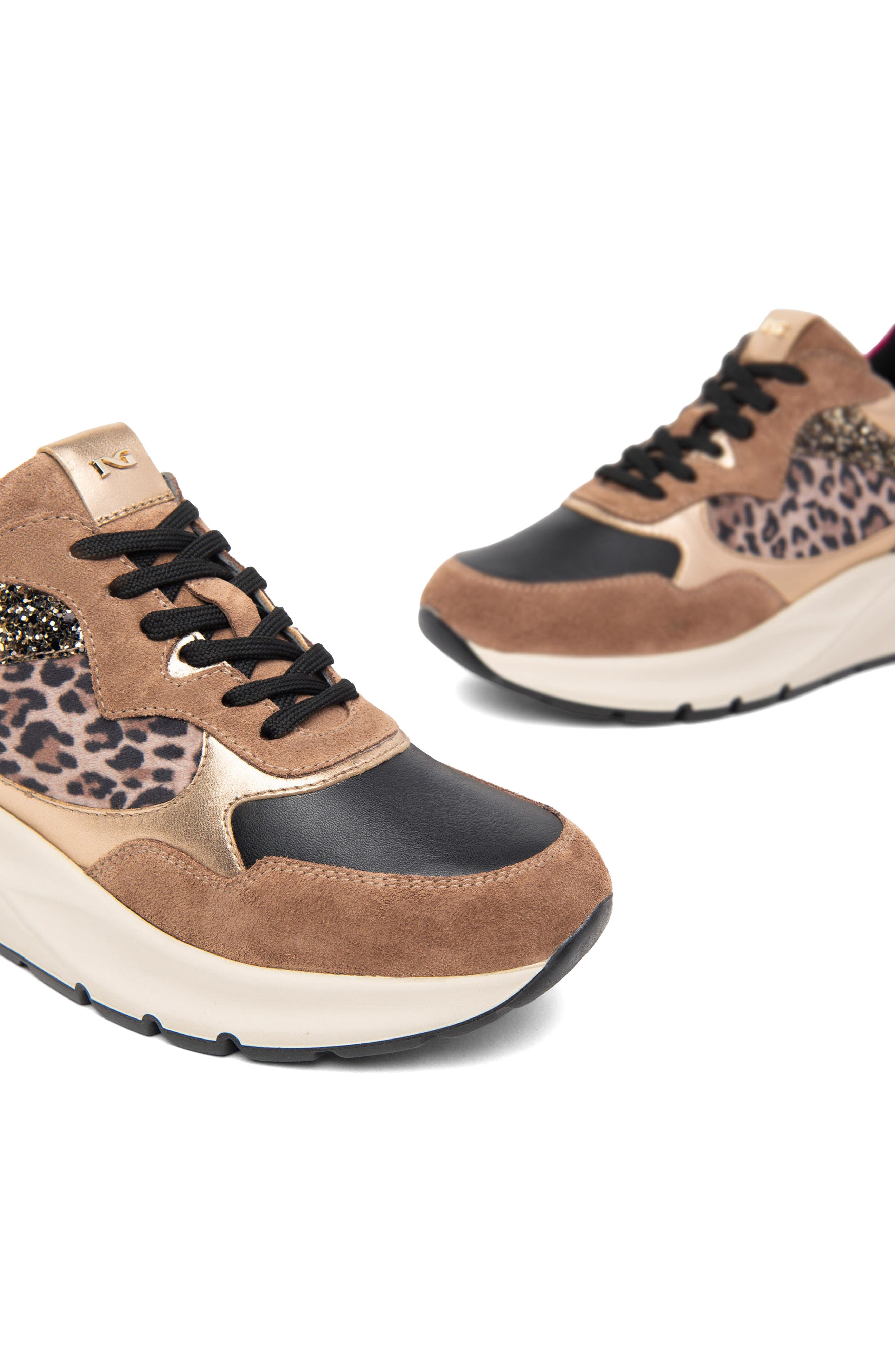 NeroGiardini Lace-Up Sneaker, Alternate, color, Mocha Multi