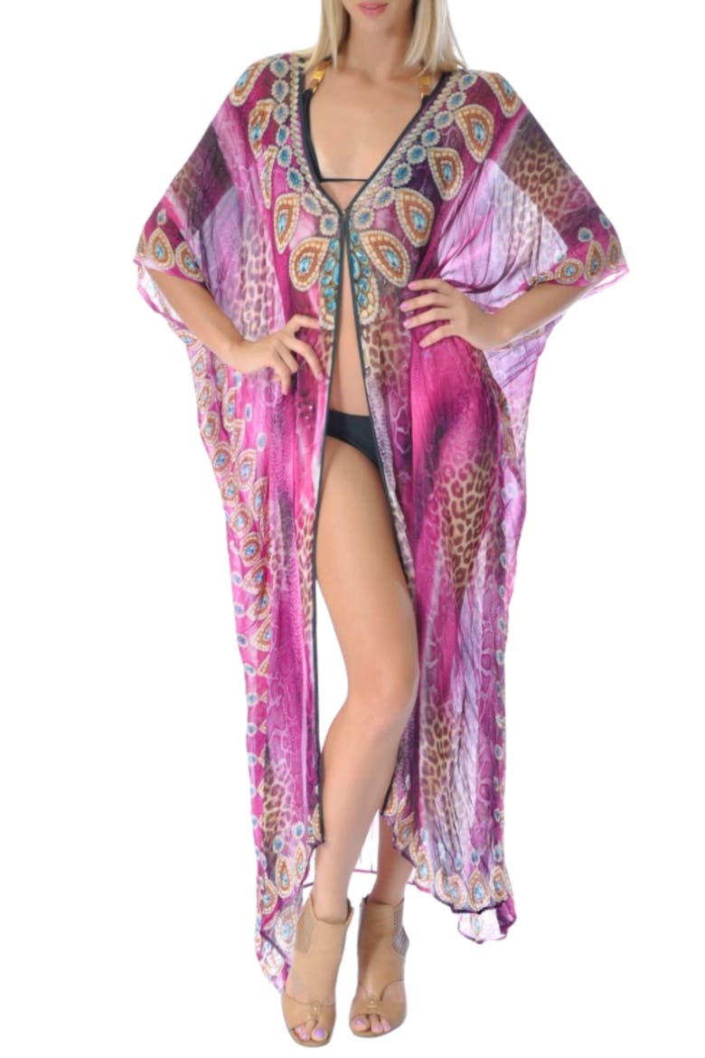Ombré Mixed Print Longline Duster, Main, color, PURPLE