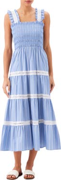 Karen Kane Tiered Stripe Sleeveless Cotton Midi Dress