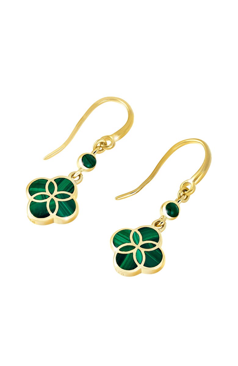Jan Leslie Petal Gemstone With 18K Gold Overlay Sterling Drop Earring, Alternate, color, Green