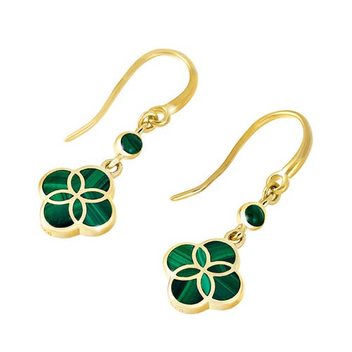 Jan Leslie Petal Gemstone With 18k Gold Overlay Sterling Drop Earring In Green