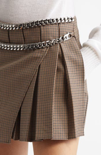 Stella McCartney Chain Detail Pleated Houndstooth Wool Wrap