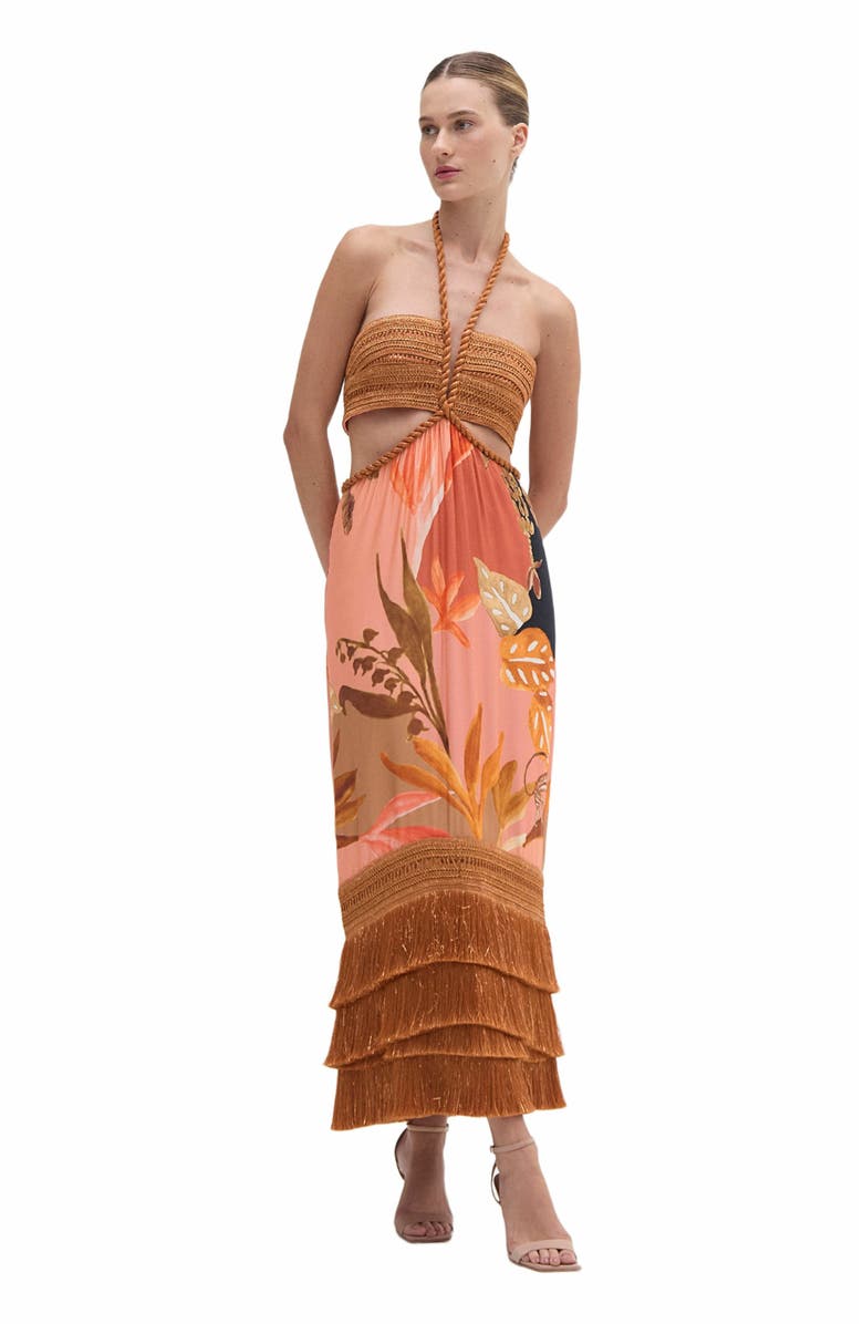 PatBO Bananier Cut Out Midi Dress, Main, color, 