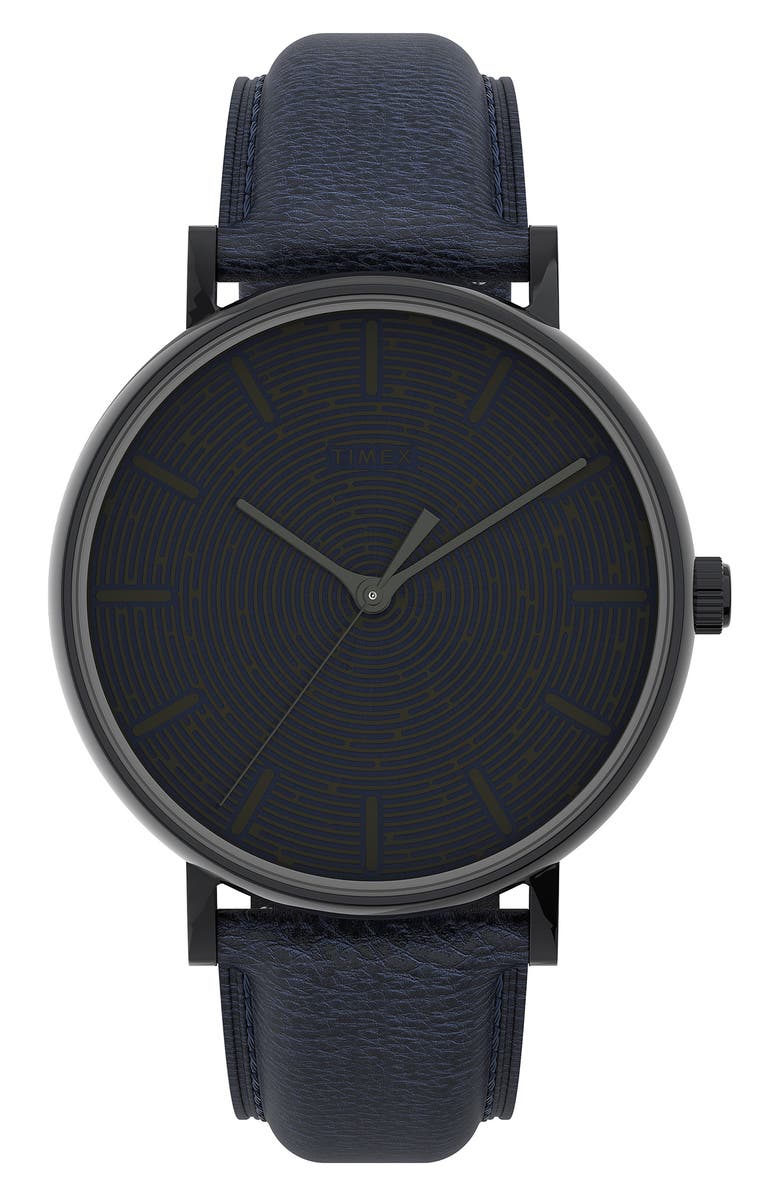 Timex<sup>®</sup> Fairfield Leather Strap Watch, 41mm, Main, color, 