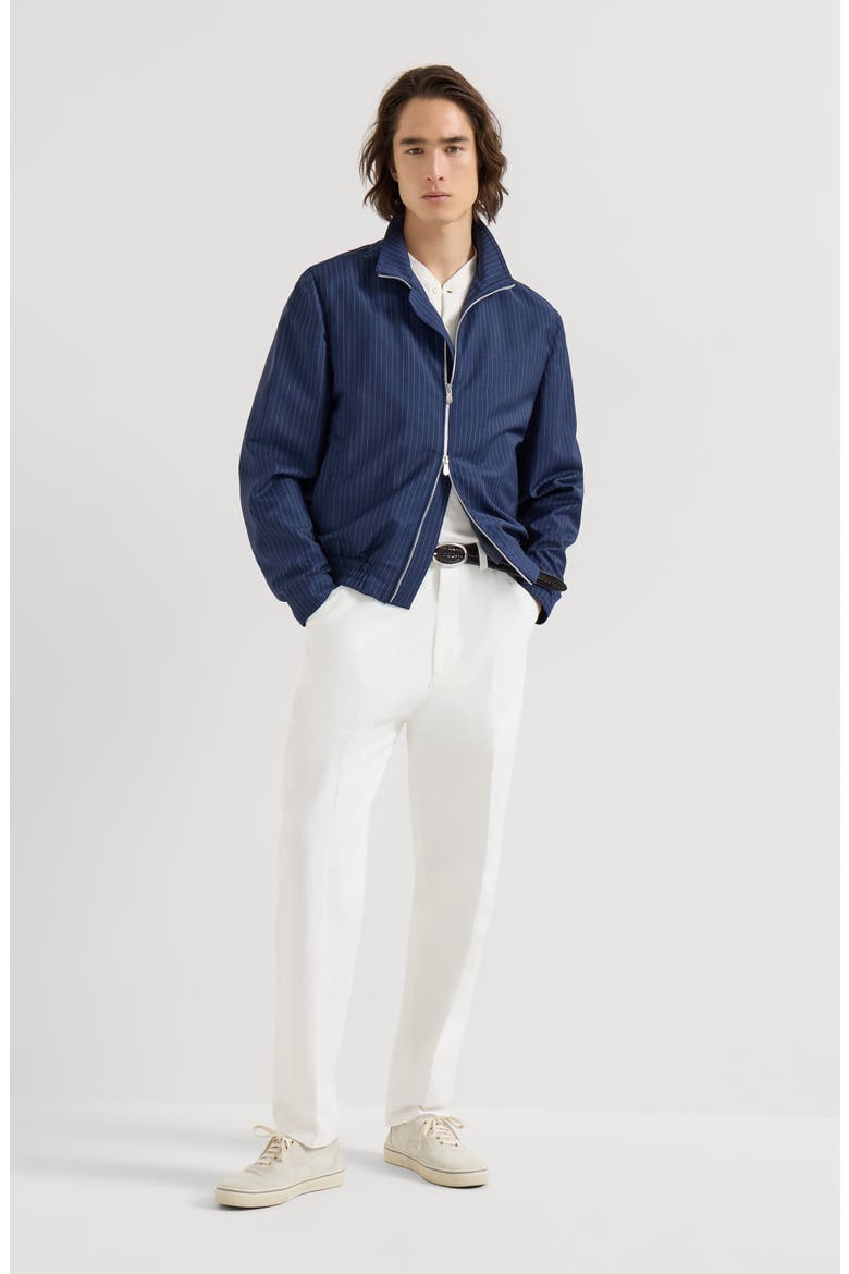 Pinstripe fresco outerwear jacket, Alternate, color, Blue