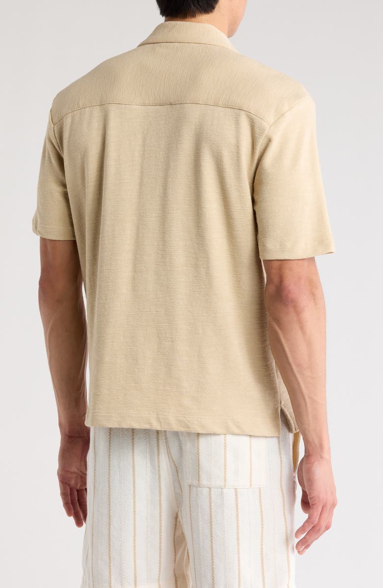 DENIM AND FLOWER Textured Knit Camp Shirt, Alternate, color, Off White