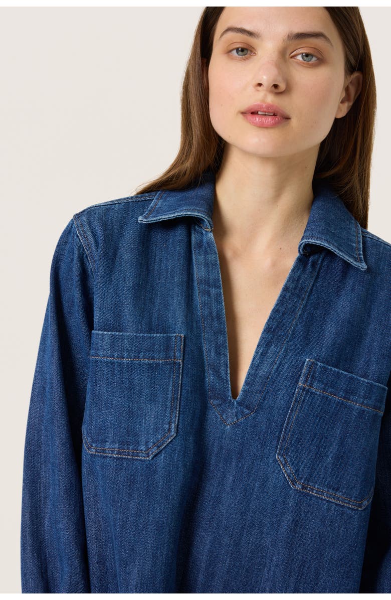 Soaked in Luxury Slzianna Long Sleeve Collar Denim Dress, Alternate, color, Medium Blue Denim