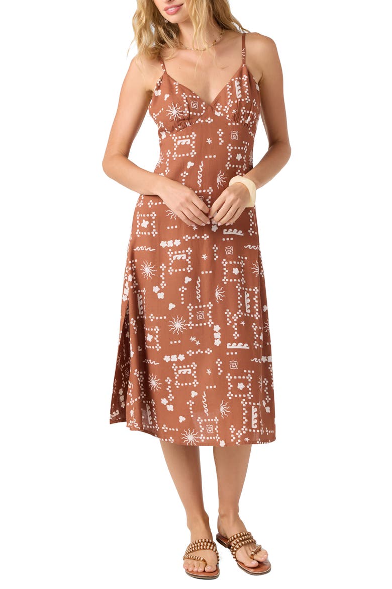Darleen Print Sundress, Alternate, color, RUSTIC BROWN
