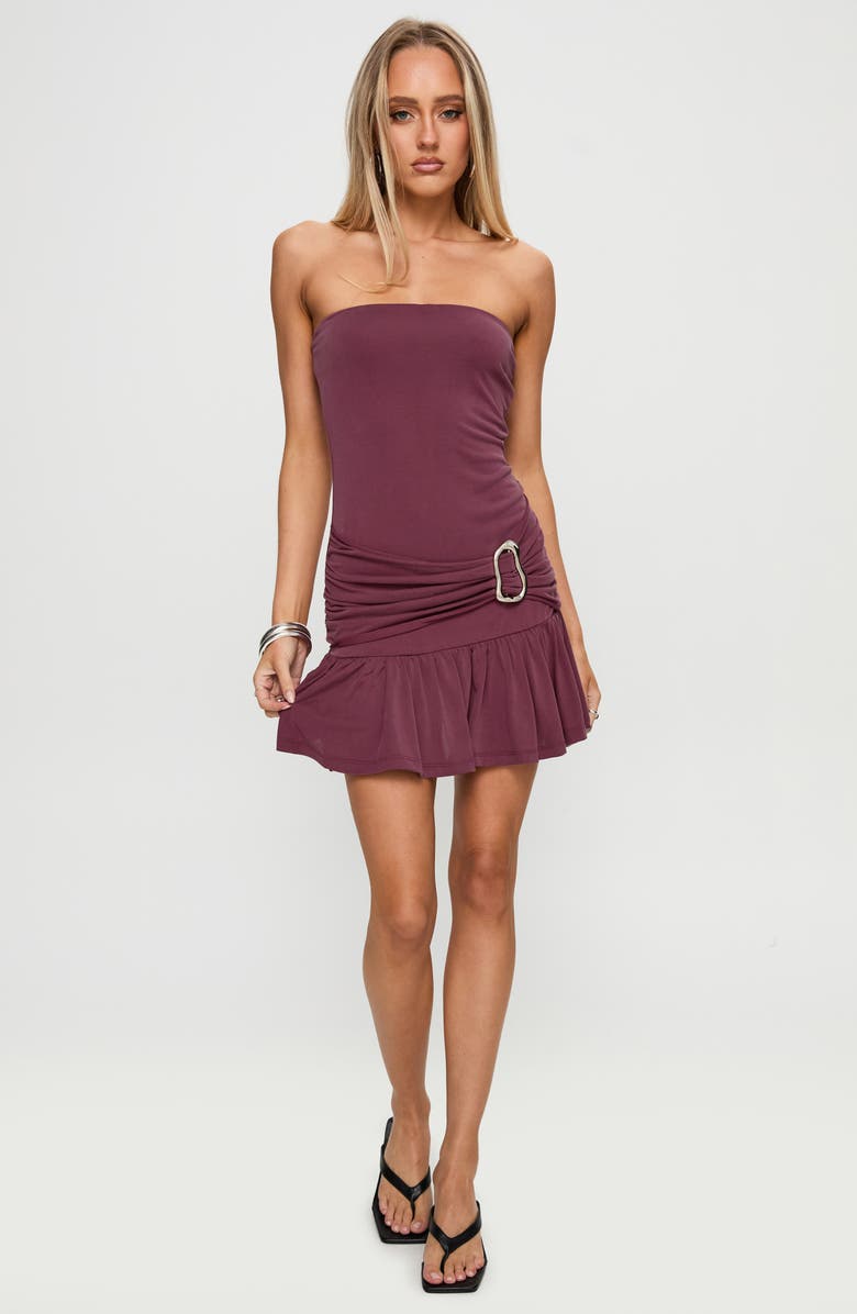 Princess Polly Love Lingers Strapless Minidress, Alternate, color, Burgundy