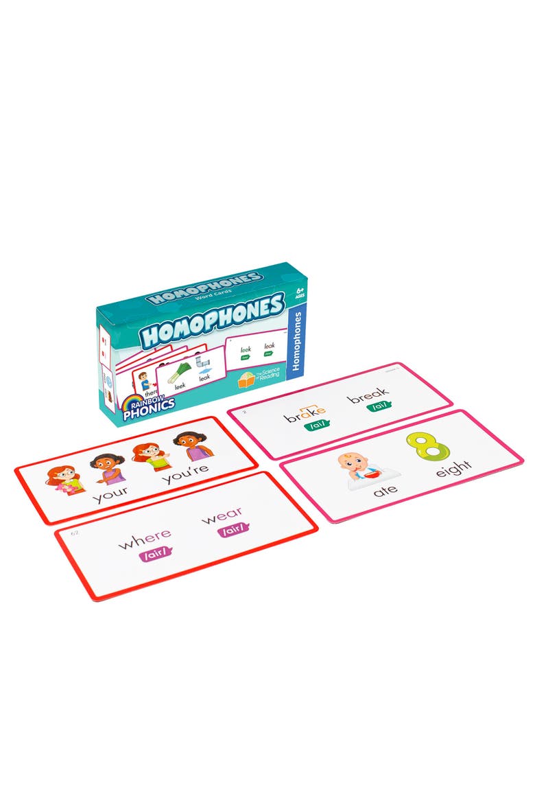 Rainbow Phonics Homophones Word Flash Cards, Alternate, color, Multicolored