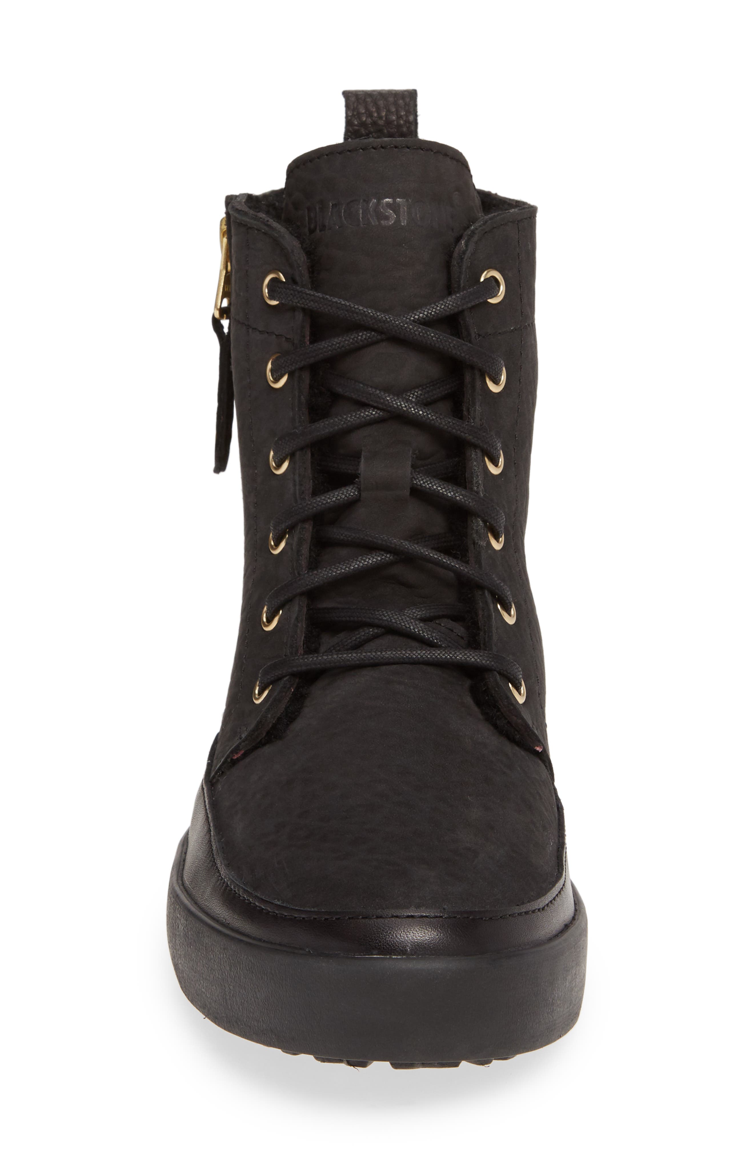 'CW96' Genuine Shearling Lined Sneaker Boot, Alternate, color, BLACK SOLID LEATHER