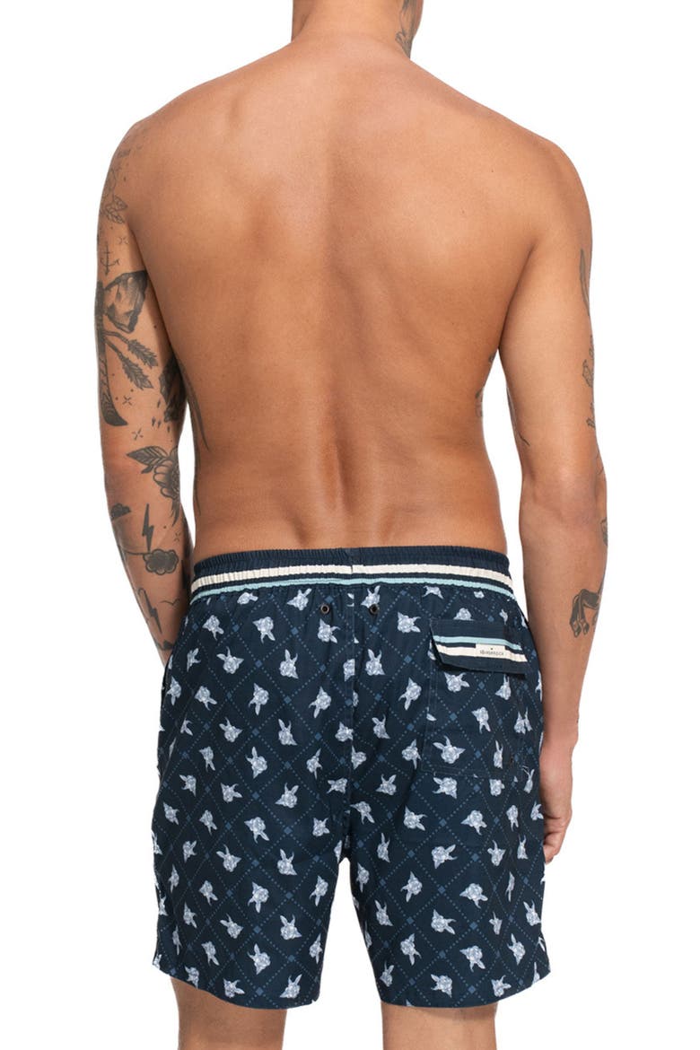 Joe Cherish Stretch Cotton Blend Swim Trunks, Alternate, color, NAVY MULTI