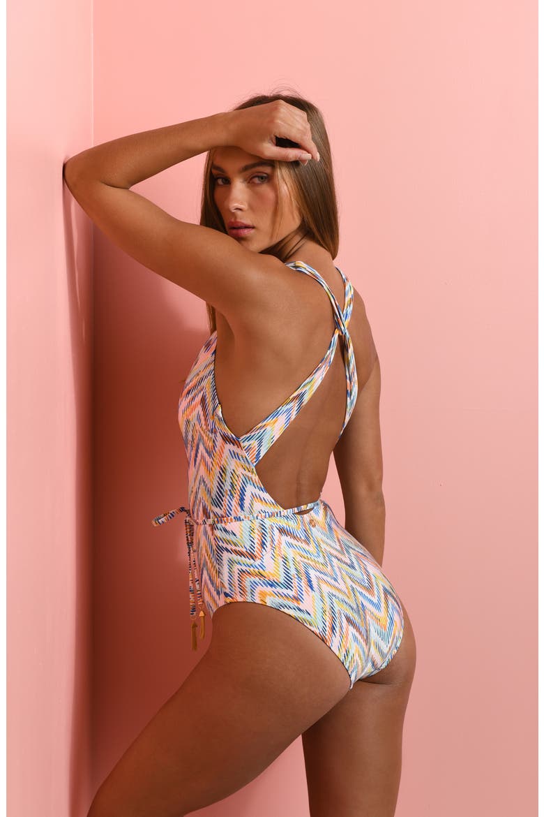 Soul Plunge One-Piece Swimsuit, Alternate, color, WHITE MULTI