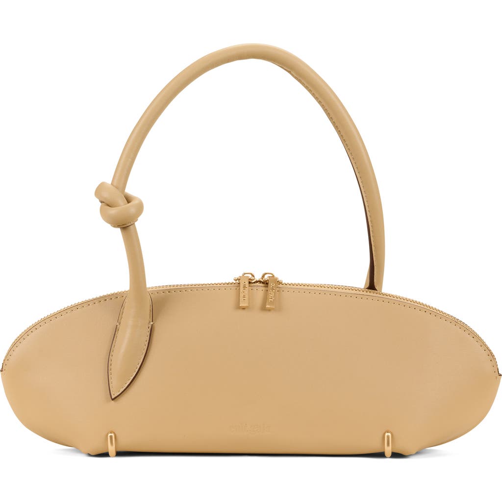 Cult Gaia Carmela Leather Shoulder Bag In Sand