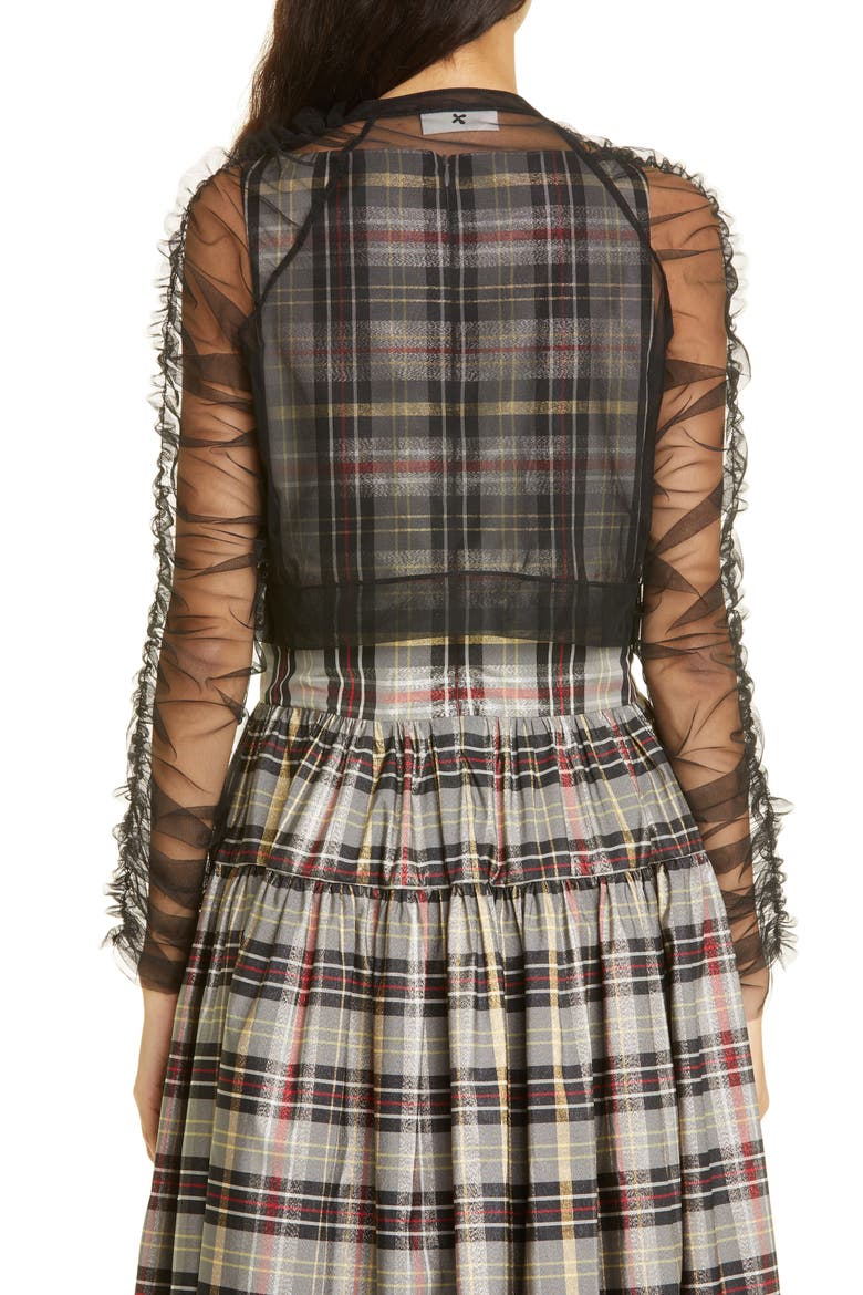 Monique Soft Tulle Crop Cardigan, Alternate, color, BLACK