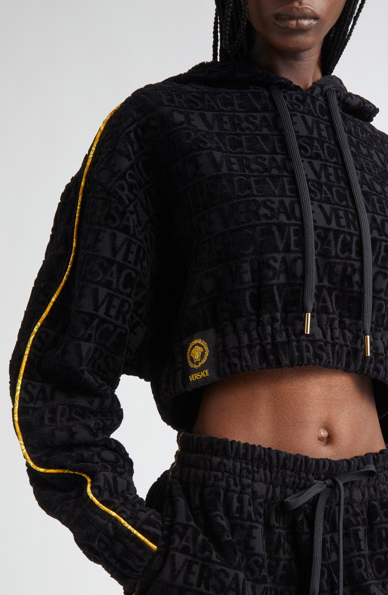 Versace I Heart Baroque Crop Hoodie, Alternate, color, 