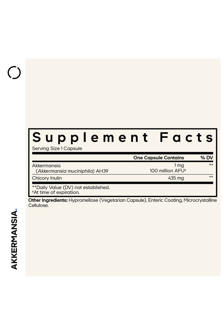 Akkermansia, 100 Million AFU Synbiotic Supplement, Probiotic & Chicory Root Prebiotic, Alternate, color, White