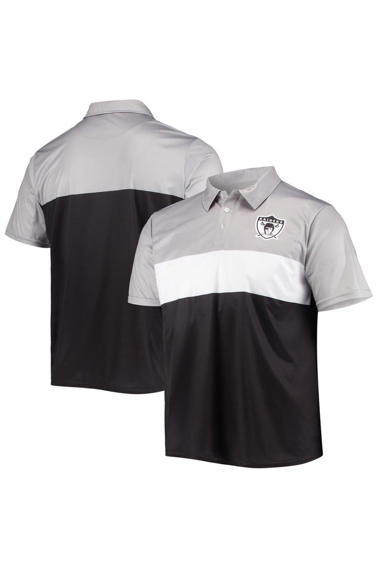 Men's FOCO Silver/Black Las Vegas Raiders Retro Colorblock Polo, Alternate, color, Gray