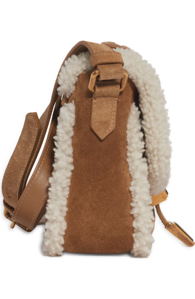 Golden Goose Small Rodeo Genuine Shearling Trim Suede Saddle Bag, Alternate, color,