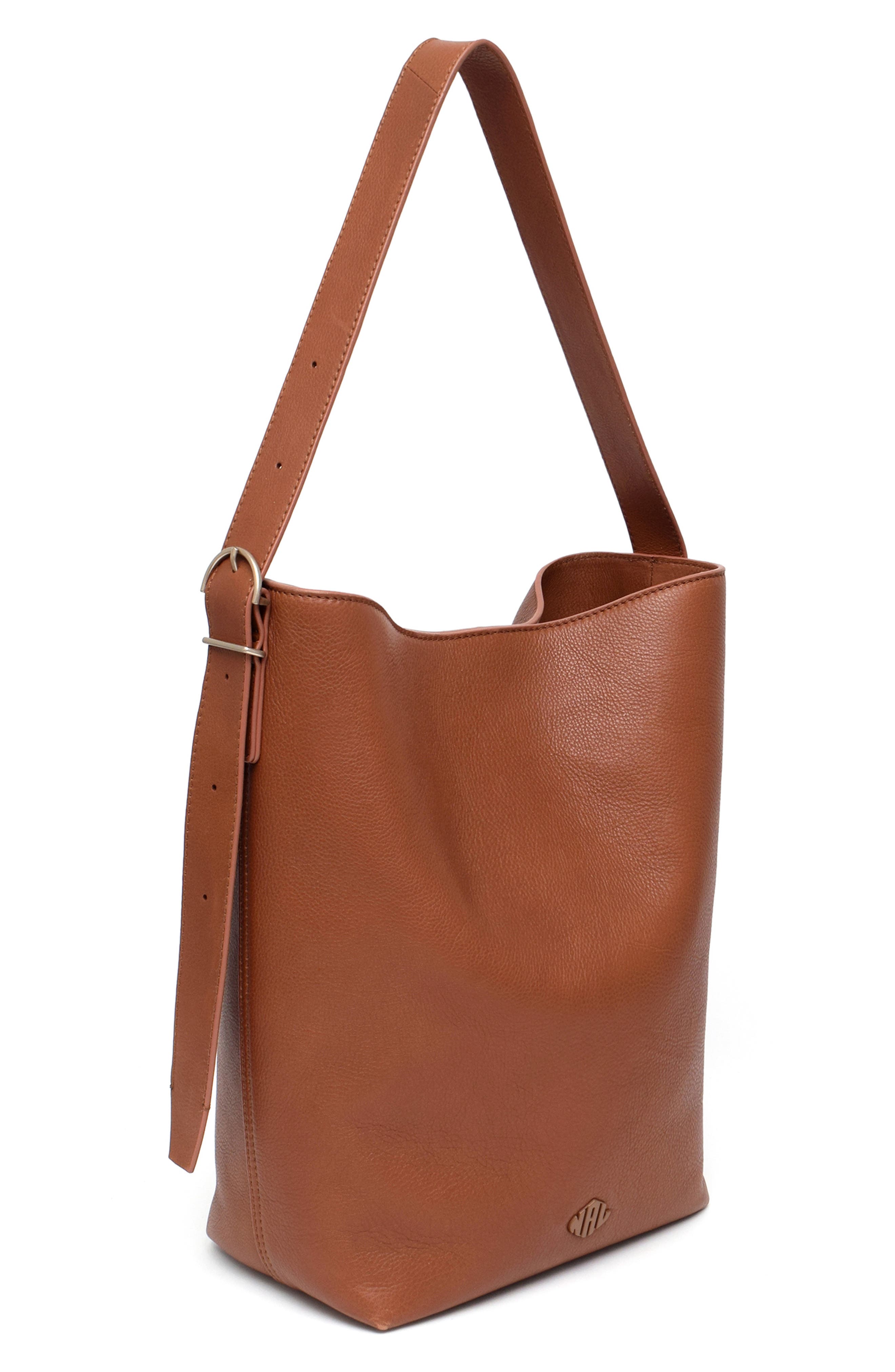 New Amsterdam Leatherworks Jayden Large Bucket Bag, Alternate, color, Chestnut