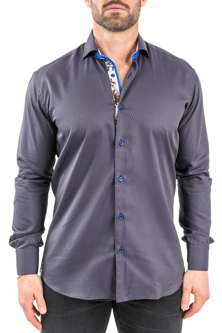 Einstein Jacqxavier Purple Contemporary Fit Cotton Blend Button-Up Shirt, Main, color, PURPLE