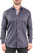 Maceoo Einstein Jacqxavier Purple Contemporary Fit Cotton Blend Button-Up Shirt