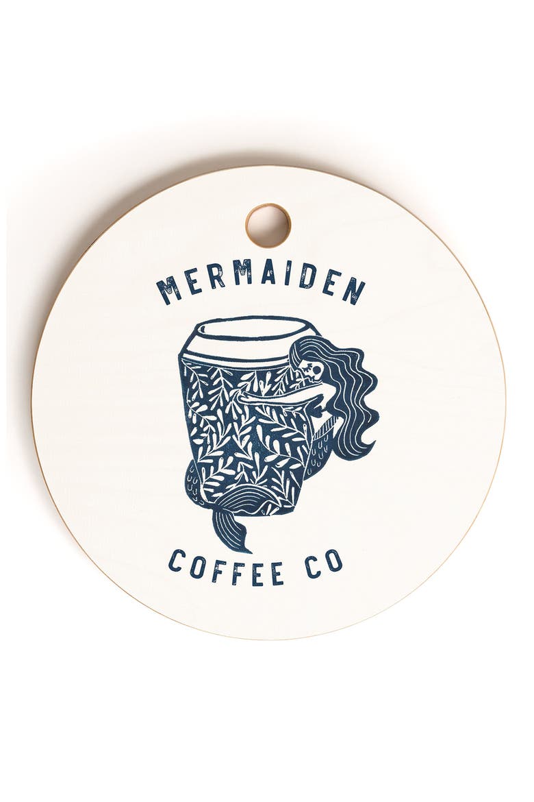 Mermaiden Coffee Cutting Board, Main, color, WHITE