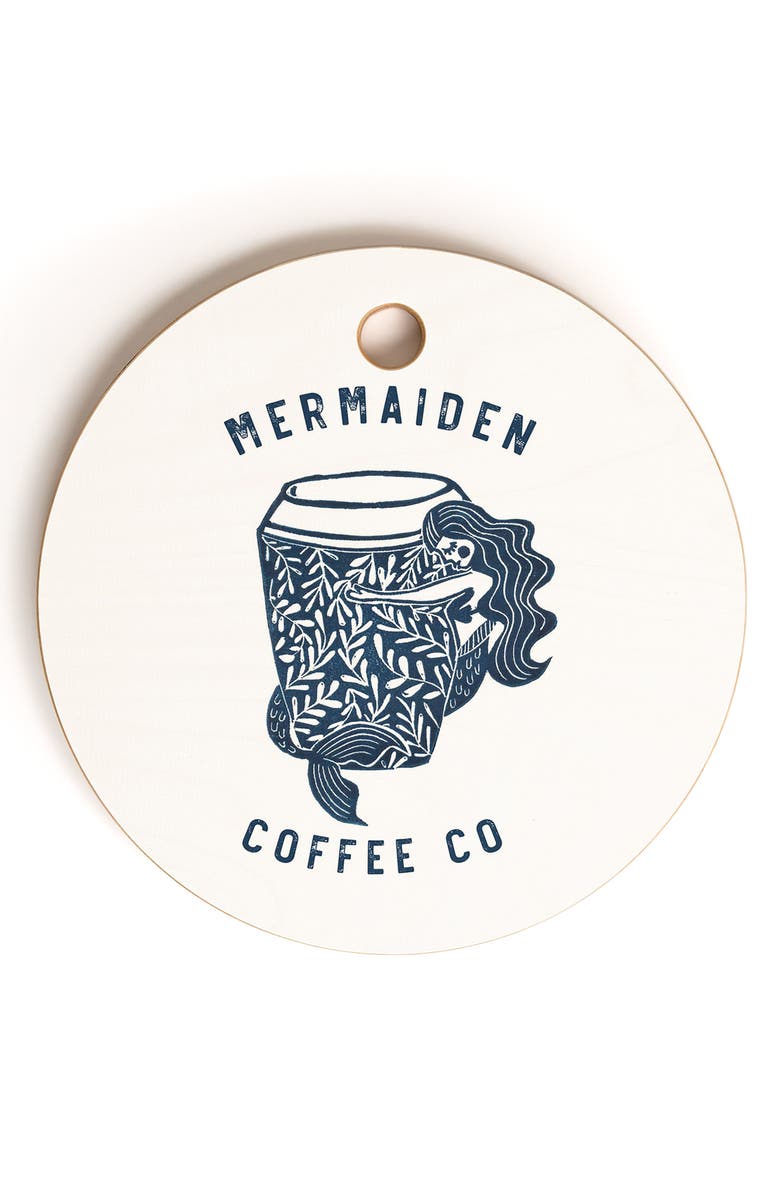 Deny Designs Mermaiden Coffee Cutting Board, Main, color, White