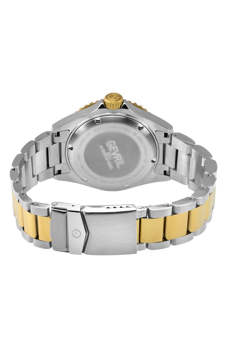 GEVRIL Wall Street Automatic Two-Tone Bracelet Watch, 43mm, Alternate, color, Silver/ Yellow Gold