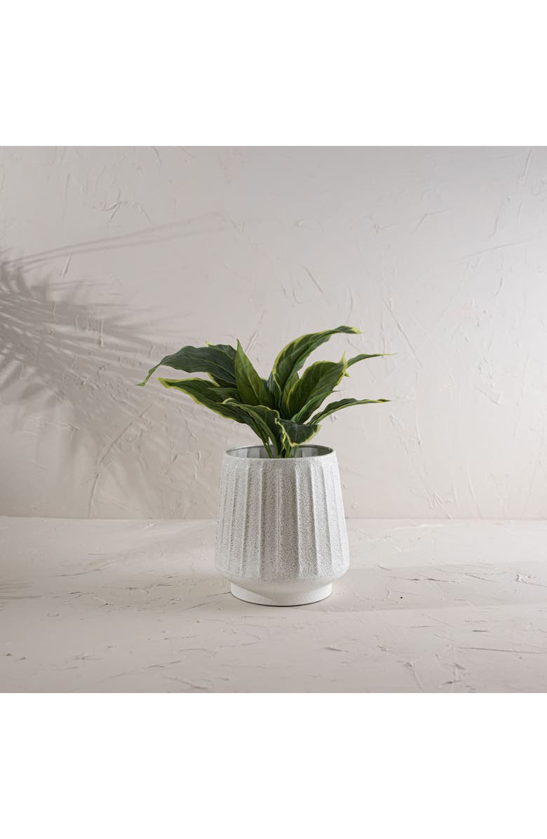 Foreside Home and Garden Fluted Sandy Planter White Metal, Alternate, color, White