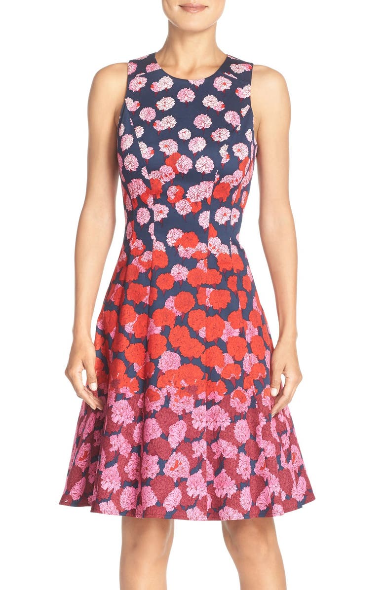 Maggy London Floral Print Fit & Flare Dress, Main, color,