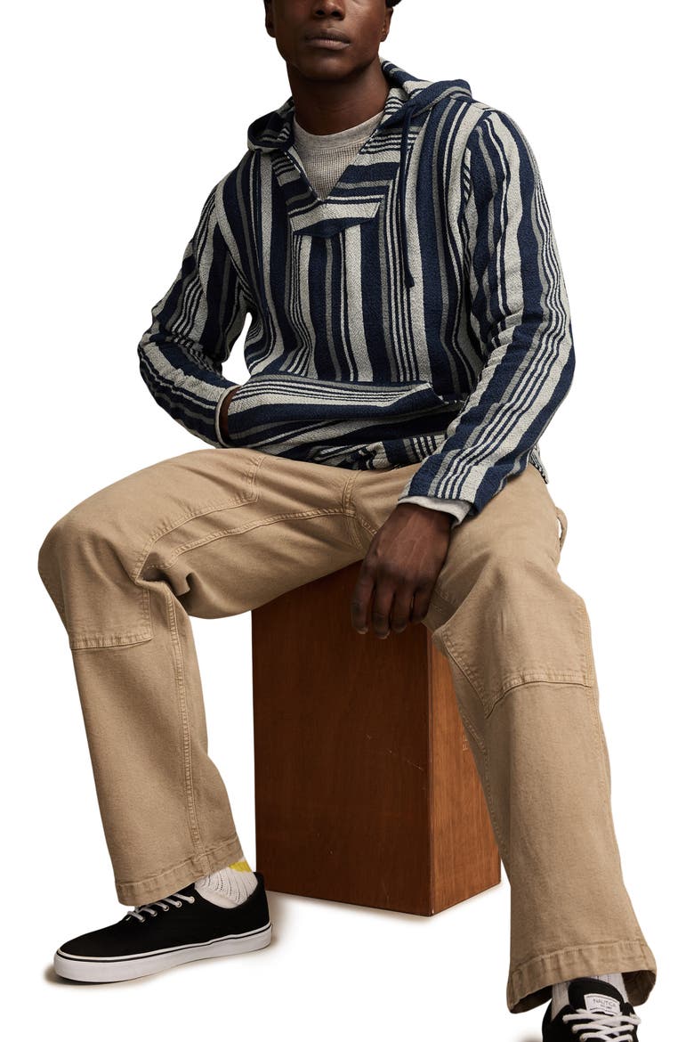 Baja Stripe Cotton Hoodie, Alternate, color, BLUE