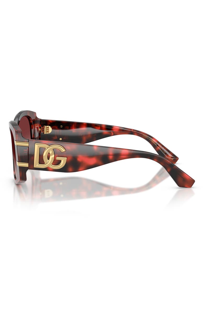 Dolce&Gabbana 54mm Gradient Butterfly Sunglasses, Alternate, color, Red Havana / Dark Brandy