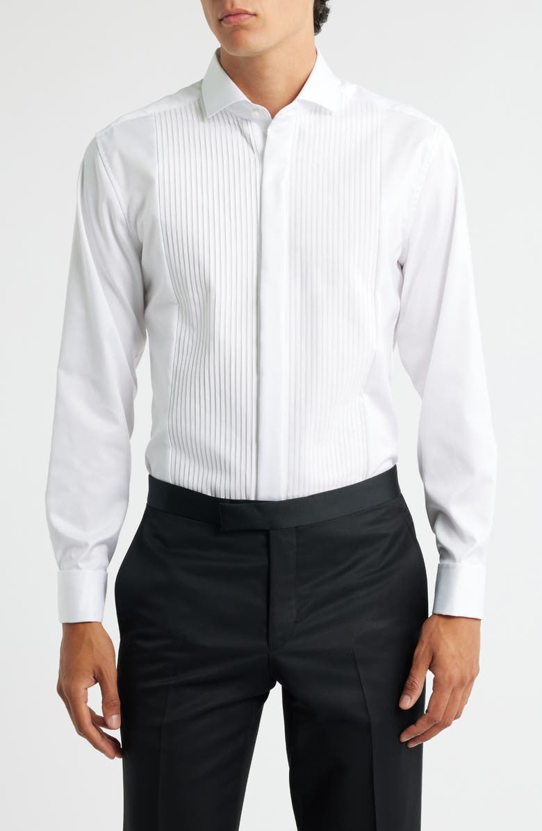 1863 by Eterna Luxury Pleat Front Non-Iron Dress Shirt, Main, color, White