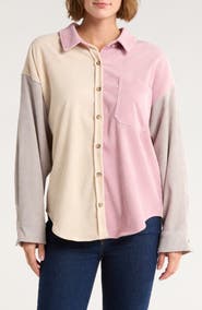 WISHLIST Colorblock Corduroy Shacket