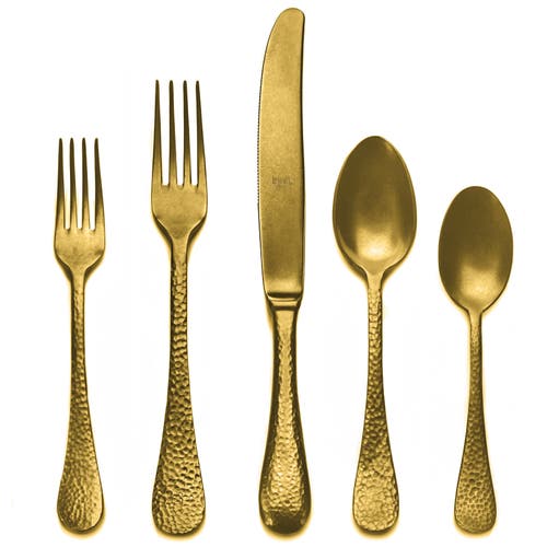 Mepra Epoque Pewter Gold Flatware Set