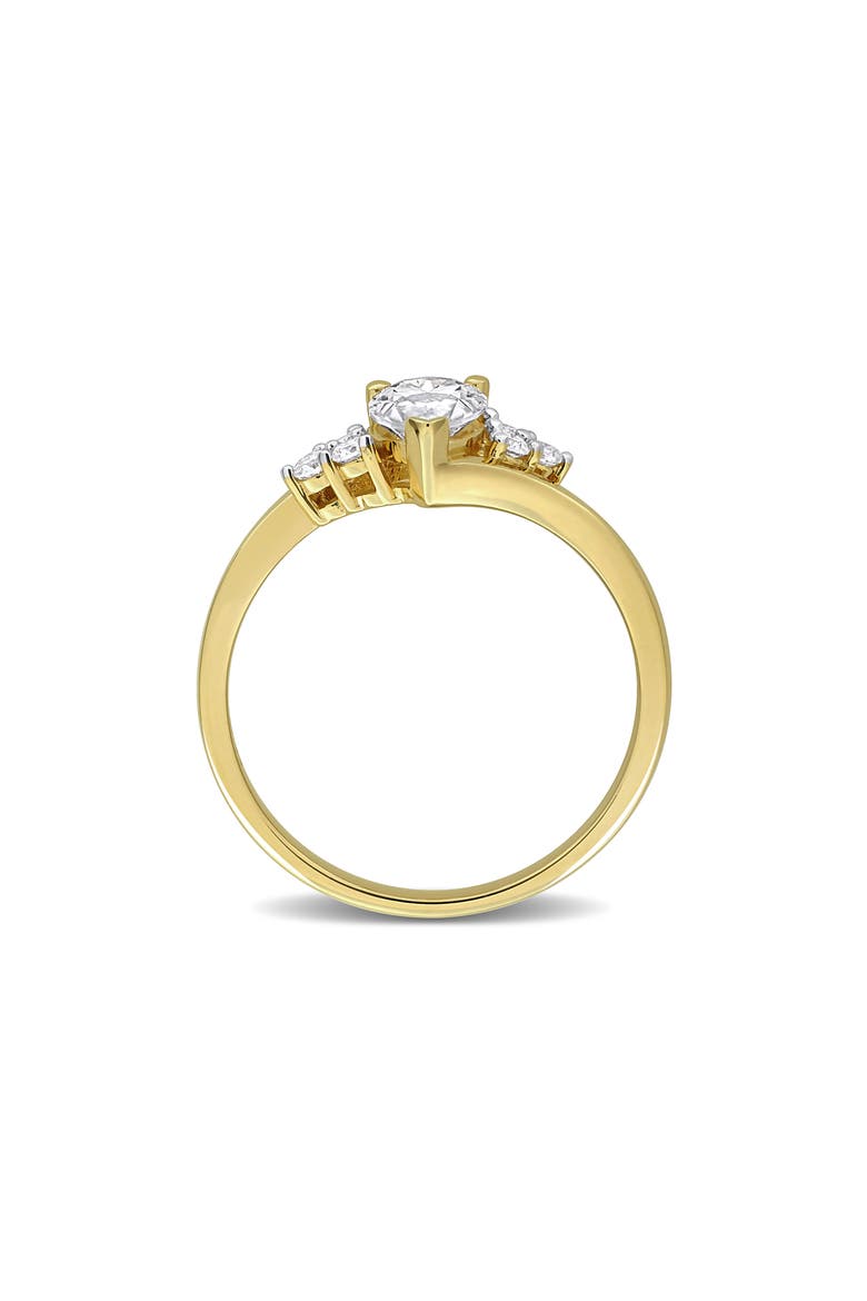 Lab Created Pear Shape Moissanite Ring, Alternate, color, WHITE