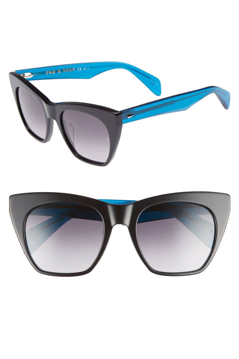 52mm Cat Eye Sunglasses, Main, color, BLACK/ BLUE