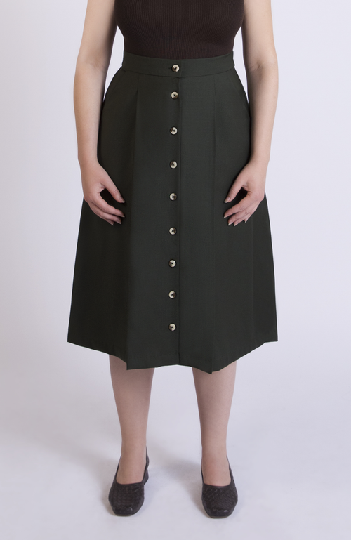 Aam The Label The Wool Midi Skirt In Green