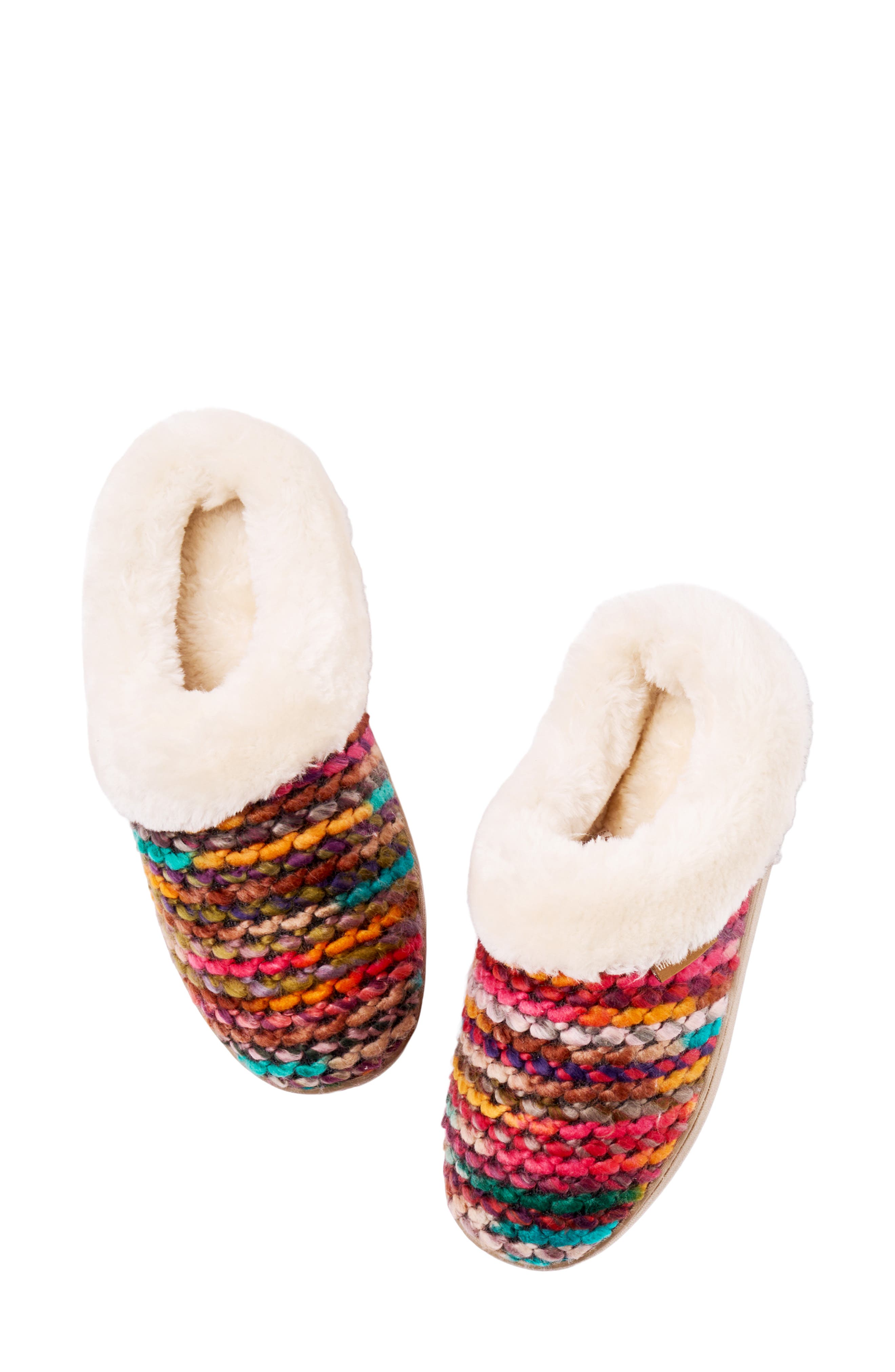 Dina Faux Fur Lined Slipper, Alternate, color, KNIT MULTI