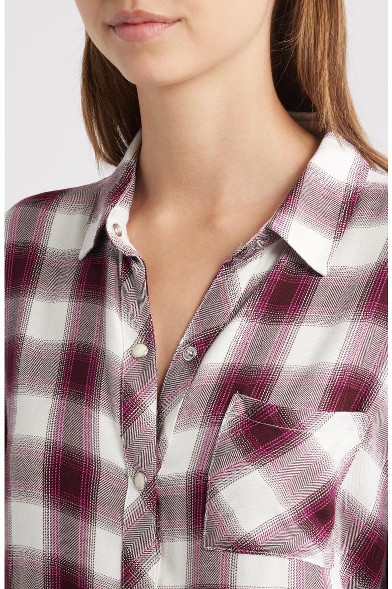 Hunter Plaid Button-Up Shirt, Alternate, color, RASBERRY WINE