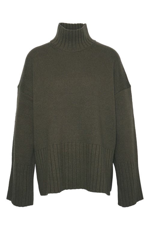 Barbour Serena Cotton & Wool Blend Turtleneck Sweater In Green