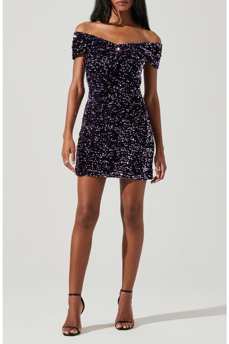 Victoria Off the Shoulder Body-Con Minidress, Main, color, PURPLE