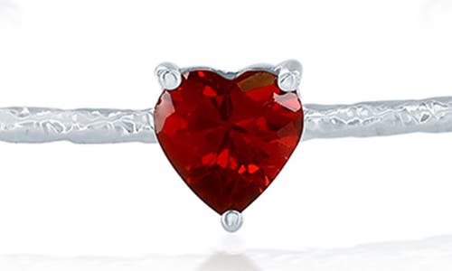 Simona Birthstone Cubic Zirconia Heart Open Cuff Bracelet In Burgundy