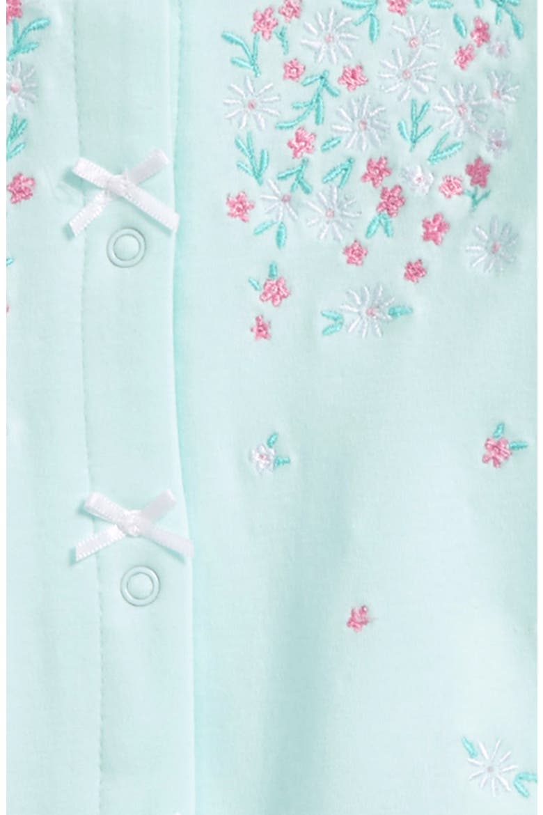 Sweet Flower Footie & Hat Set, Alternate, color, SEAFOAM