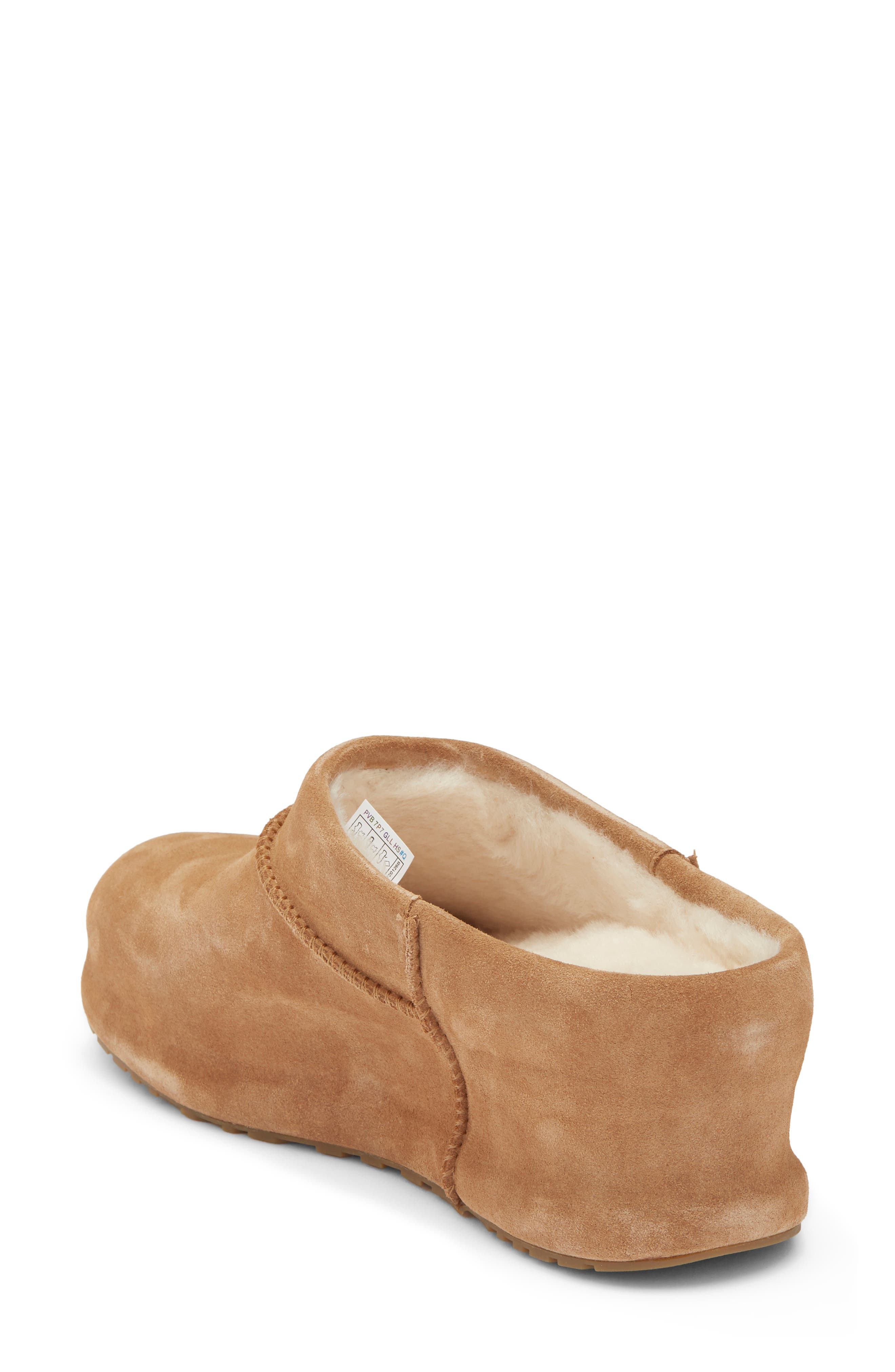 Enwrap Genuine Shearling Lined Leather Clog, Alternate, color, CHESTNUT