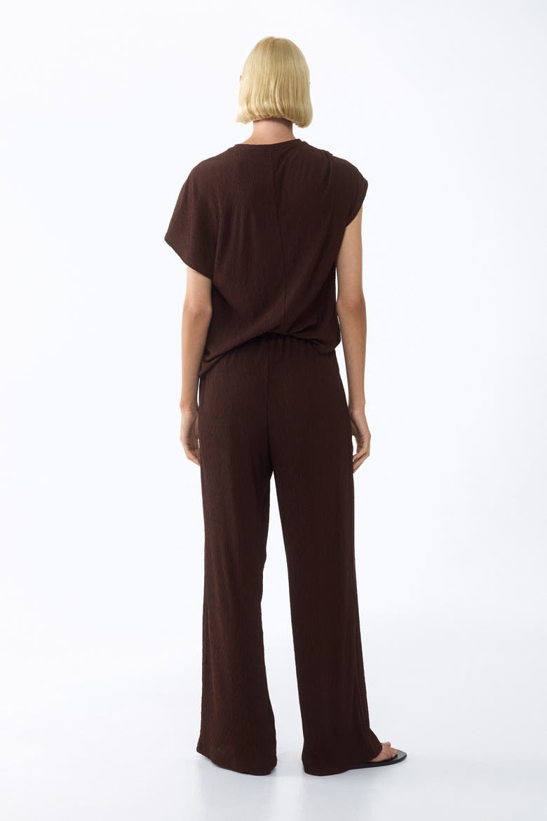 Crinkled Drawstring Pants, Alternate, color, Dark brown