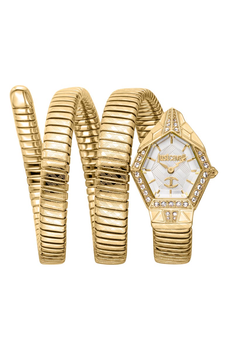 Just Cavalli Snake Bracelet Watch, 23mm x 32mm, Main, color, Gold/ White