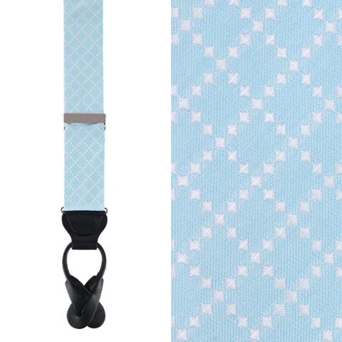 Rowan Geometric Pattern Silk Button End Suspenders (Braces)