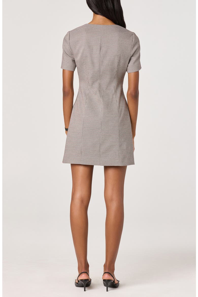 Houndstooth Short Sleeve Button-Up Minidress, Alternate, color, BLACK BROWN HOUNDSTOOTH